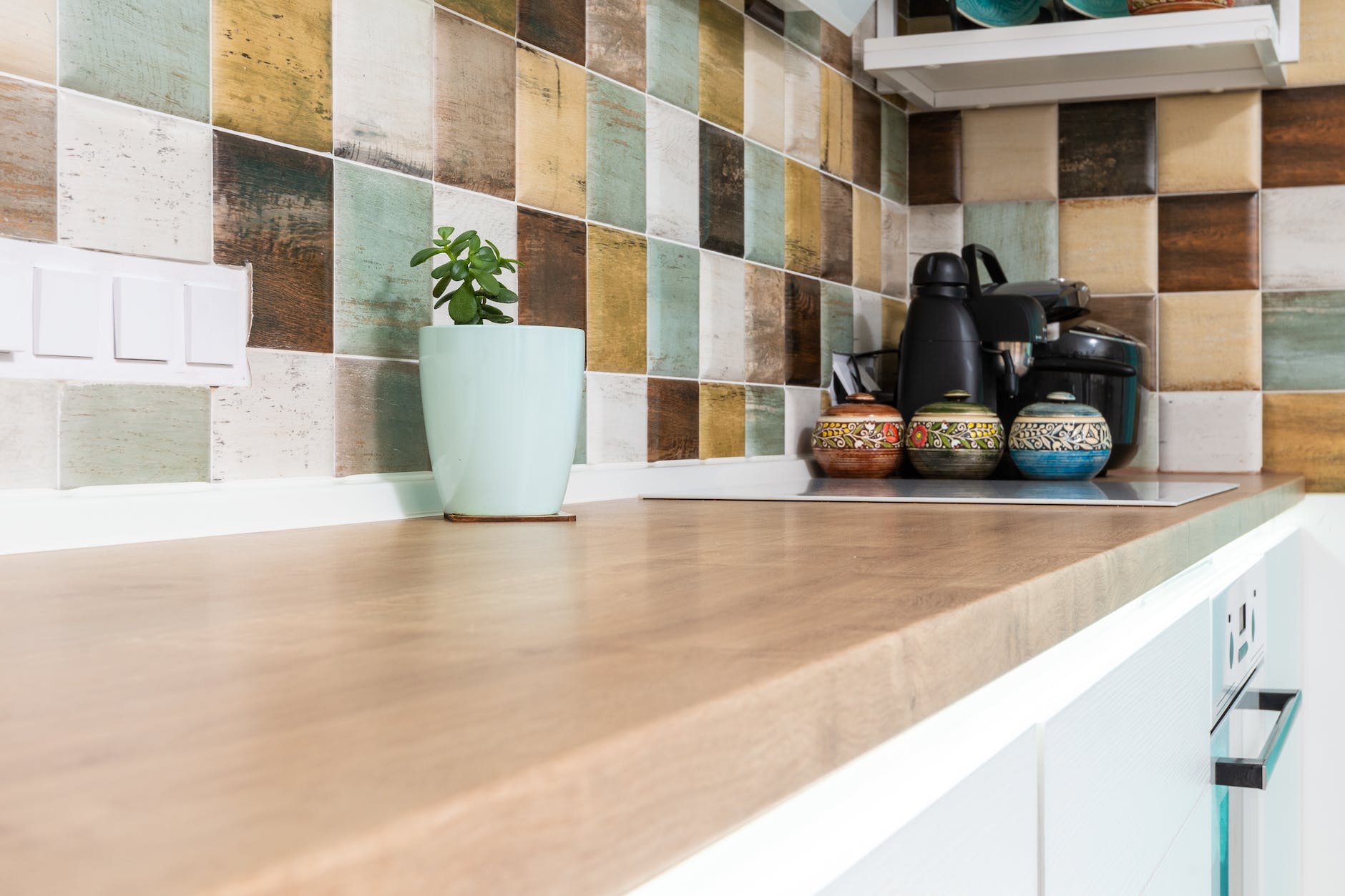 new kitchen counter corner with utensil